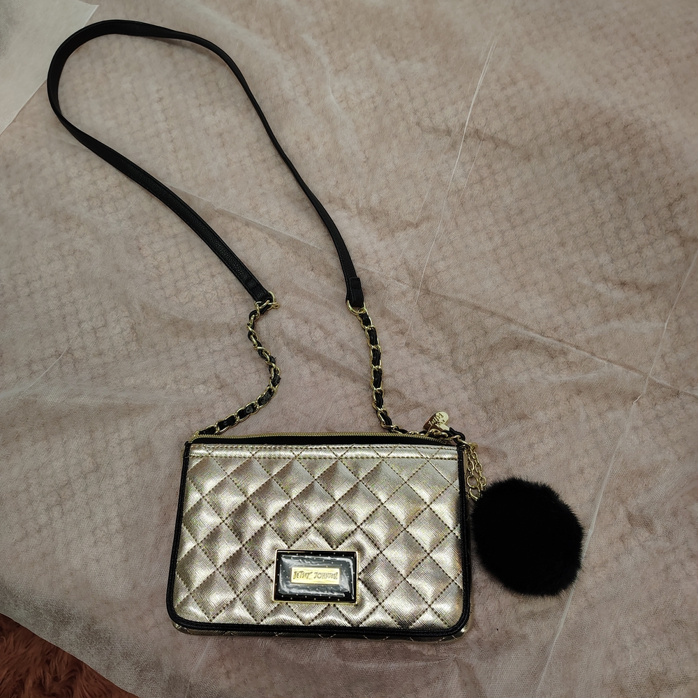 Gold Quilted Betsey Johnson Purse Crossbody Bag